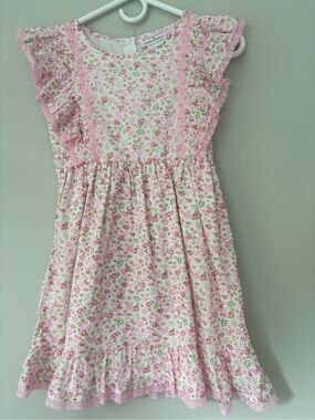 American Girl x LoveShackFancy Pink Floral Ruffled Cotton Dress, Girls Size 10